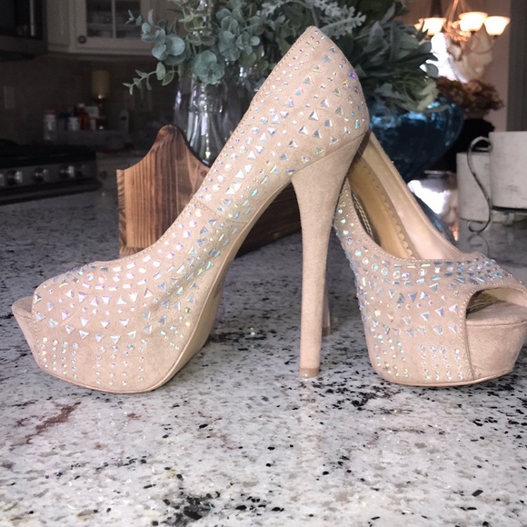 Nude Rhinestone Heels - Picture 2 of 2